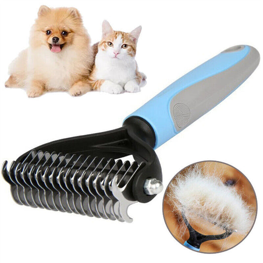 Escova Anti-Nós com Dentes em Aço Inoxidável – Para Pelagem Espessa | Painless Pet Hair Remover - Thick Coat Dematting & Shedding Tool
