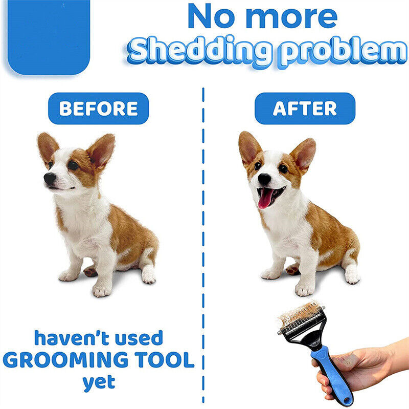 Escova Anti-Nós com Dentes em Aço Inoxidável – Para Pelagem Espessa | Painless Pet Hair Remover - Thick Coat Dematting & Shedding Tool