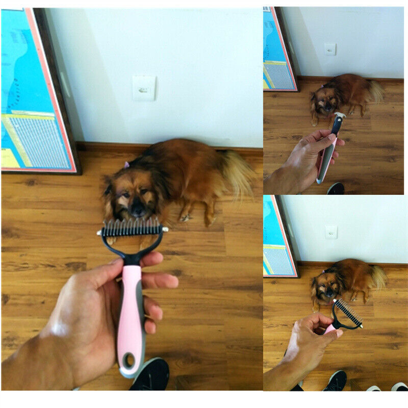 Escova Anti-Nós com Dentes em Aço Inoxidável – Para Pelagem Espessa | Painless Pet Hair Remover - Thick Coat Dematting & Shedding Tool