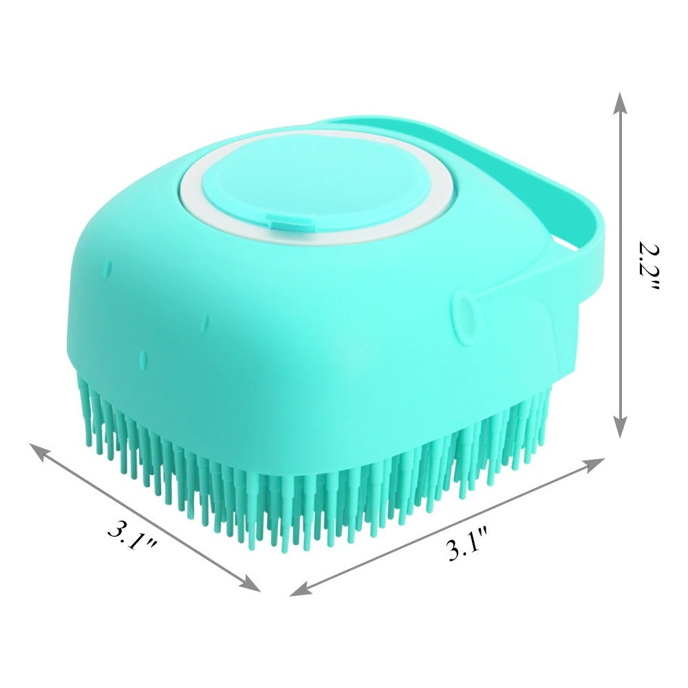 Dispensador de Sabão com Massajador – Silicone Suave e Prático | Silicone Scrubber & Soap Dispenser – Exfoliating Massage Brush