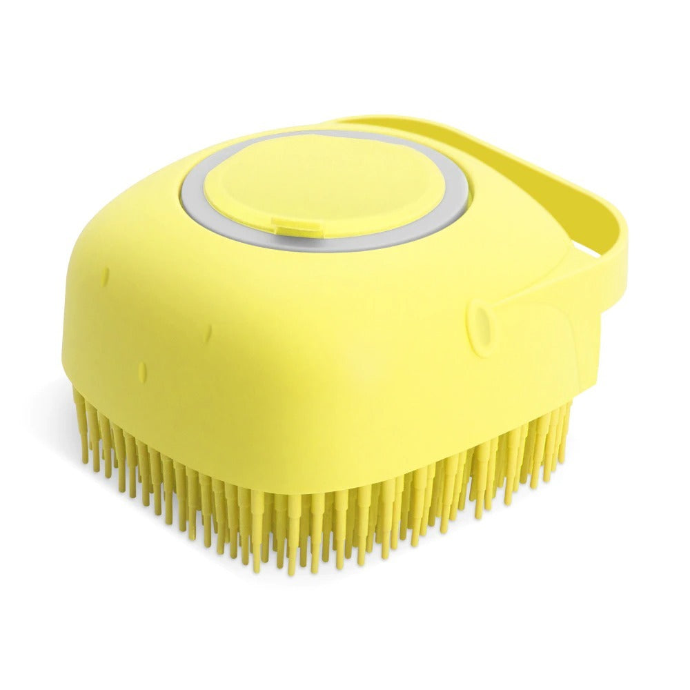 Dispensador de Sabão com Massajador – Silicone Suave e Prático | Silicone Scrubber & Soap Dispenser – Exfoliating Massage Brush