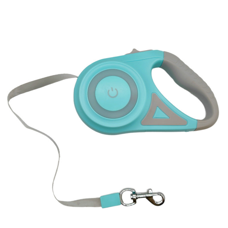 Trela Retrátil com Luz LED – Sistema de Travão à Mão e Anti-Enroscar para Cães/Gatos | Retractable Dog Leash with LED Light