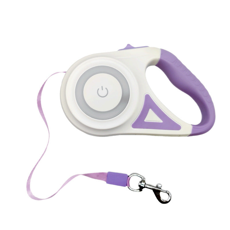 Trela Retrátil com Luz LED – Sistema de Travão à Mão e Anti-Enroscar para Cães/Gatos | Retractable Dog Leash with LED Light