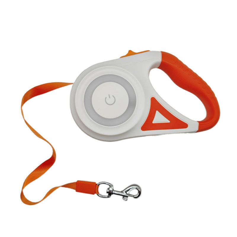 Trela Retrátil com Luz LED – Sistema de Travão à Mão e Anti-Enroscar para Cães/Gatos | Retractable Dog Leash with LED Light